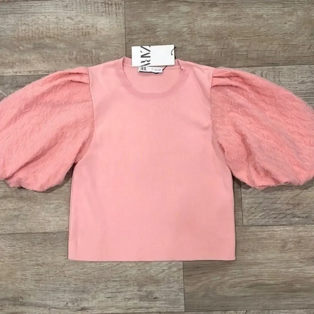 ZARA Top with Full Textured Sleeves NWT